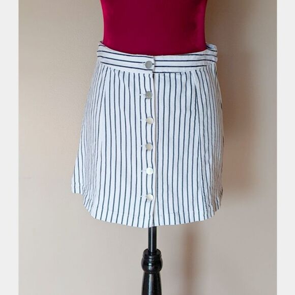 Altar'd State White and Blue Button Striped Skirt Size Medium - Picture 3 of 8